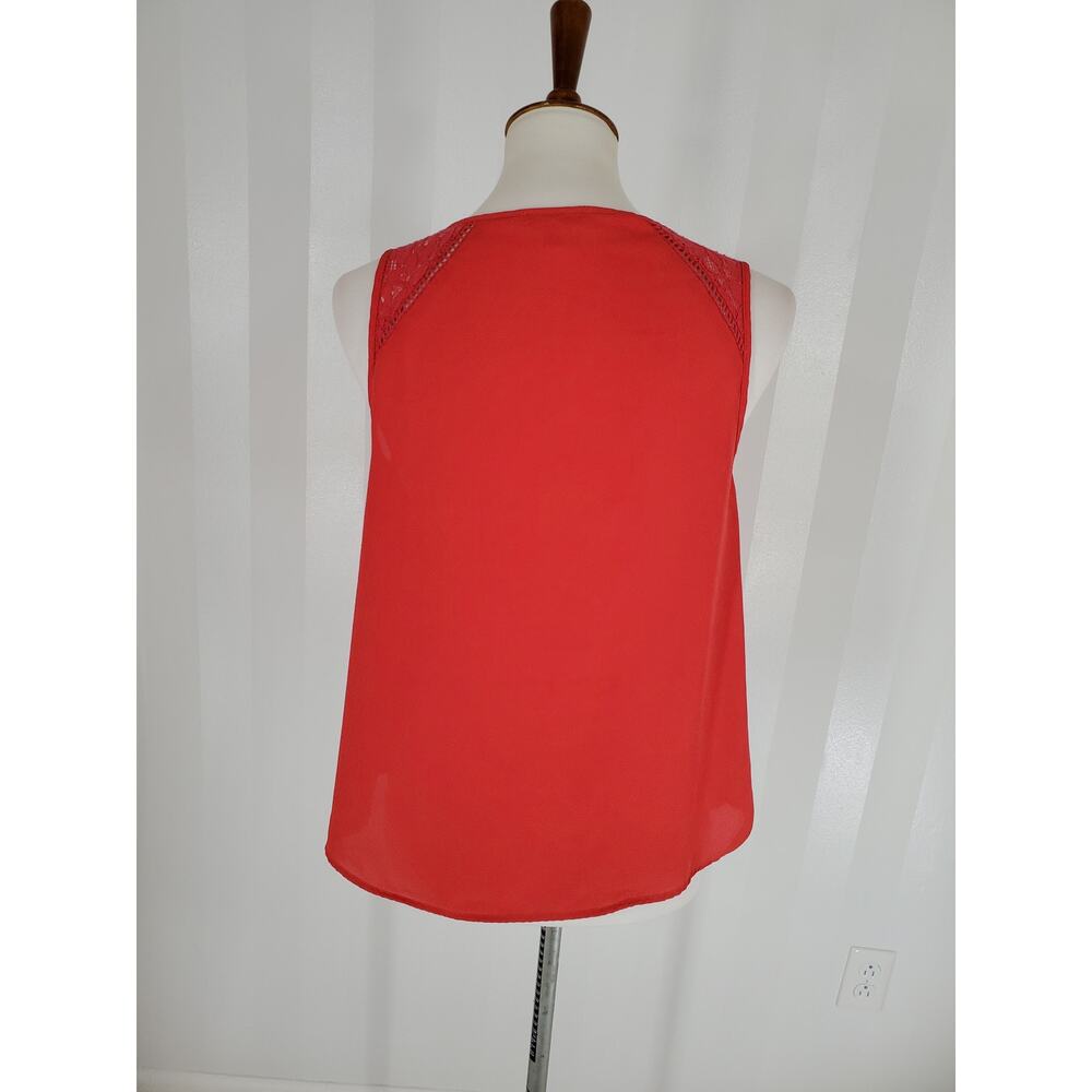 Monteau Coral Lace Yoke Sleeveless Blouse Romantic Boho Sz L - Picture 4 of 9
